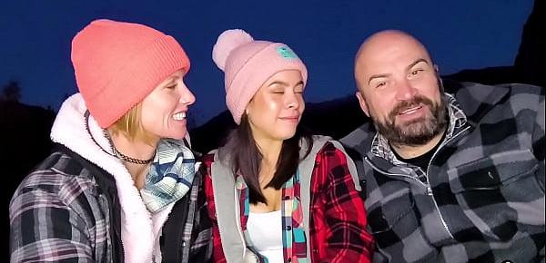  Amateur threesome fuck outdoor in public somewhere in Alaska